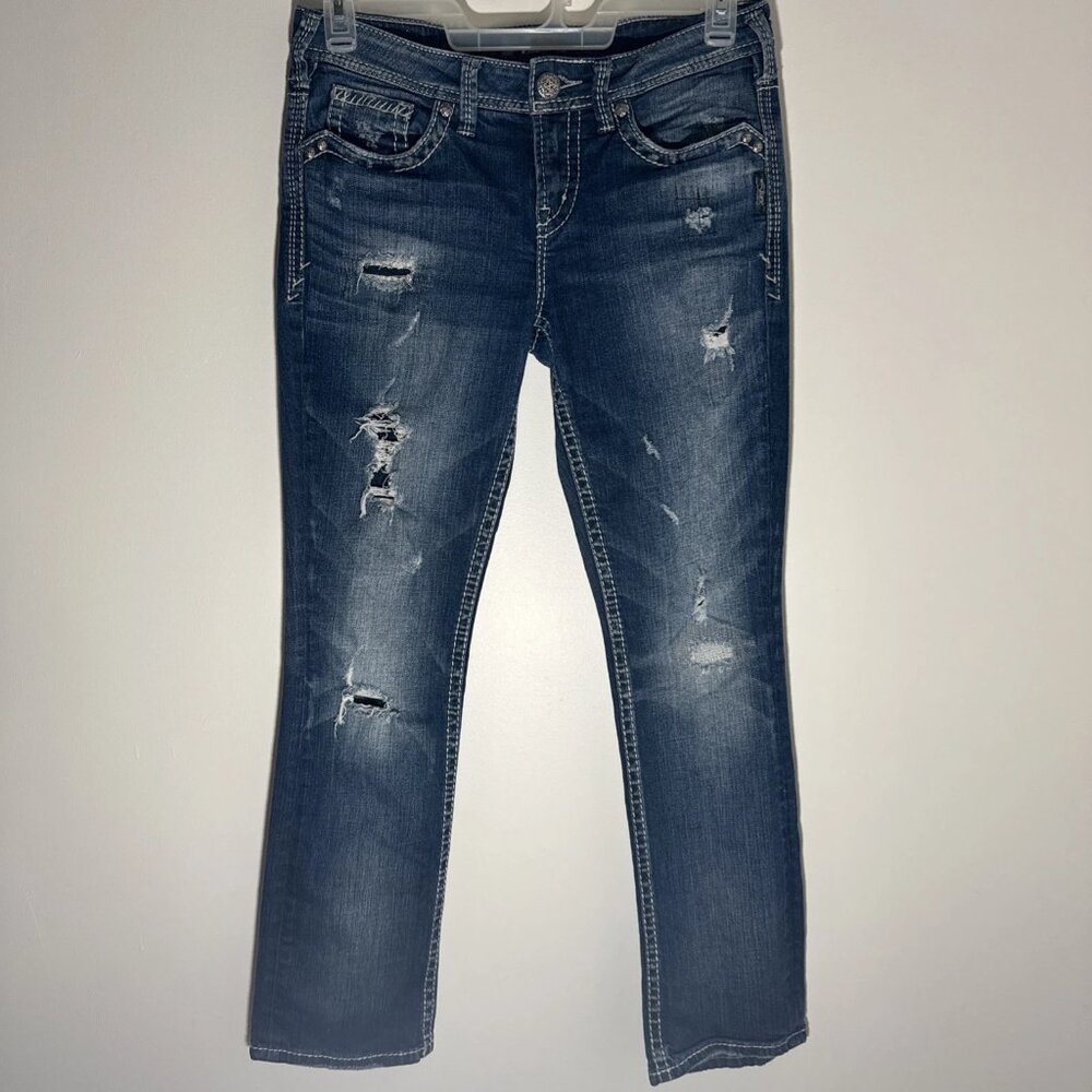 Silver Jeans Aiko Baby Boot Cut Distressed Women's Medium Wash Jeans W28 / L31